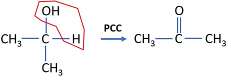 2-propanol CH3CHOHCH3 oxidation to propanol by PCC